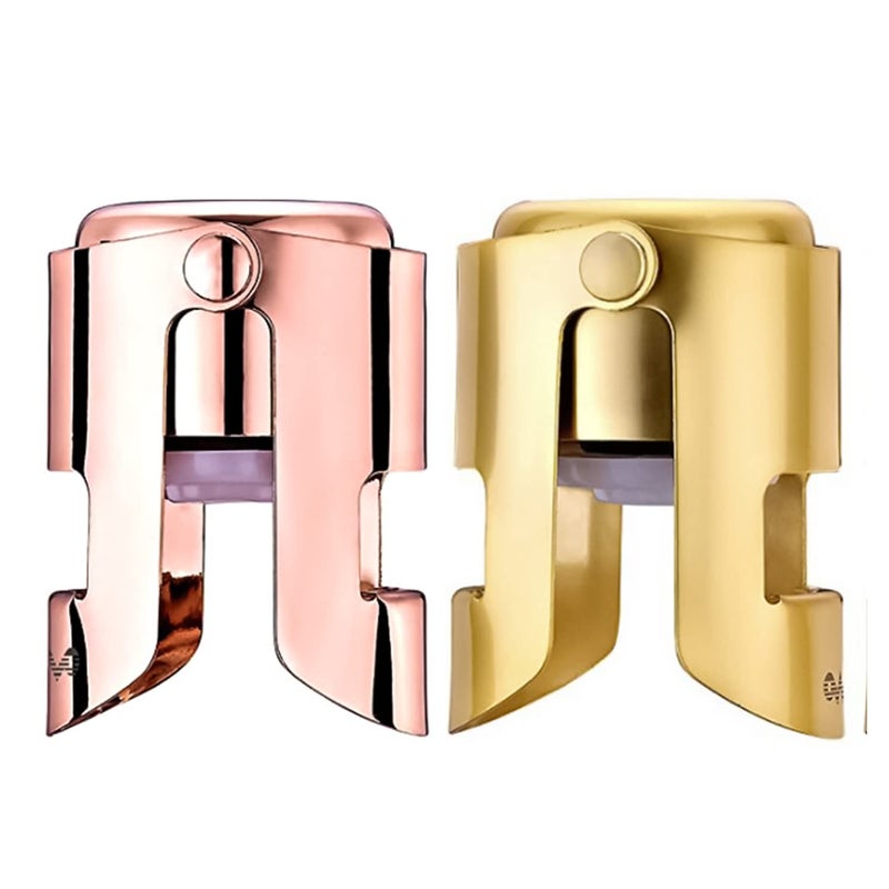 OWO Champagne Bottle Stoppers Stainless Steel, Reusable Champagne Cork & Saver Stopper, Leak Proof Prosecco & Sparkling Wine Plug, Bubble Retention Protectionï¼ˆGold&Rosegoldï¼‰ - Image 1
